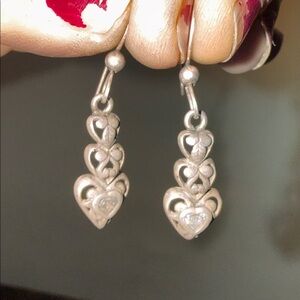 Vintage Heart Shaped Sterling Silver Earrings